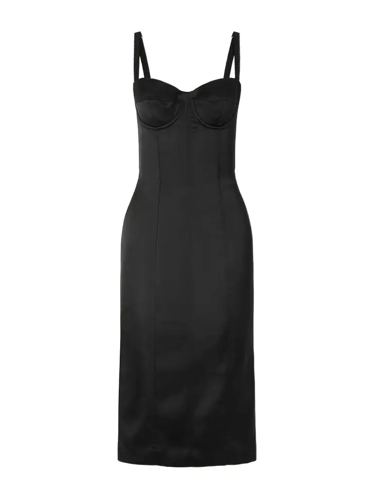 Dolce & Gabbana Paneled Satin Bustier Midi Dress | Image 1 Dolce & Gabbana Paneled Satin Bustier Midi Dress | Image 1