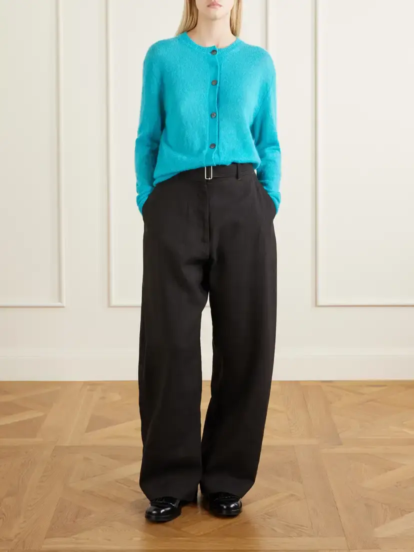 Studio Nicholson Chatto Belted Herringbone Cotton And Linen-blend Wide-leg Pants | Thumbnail 2