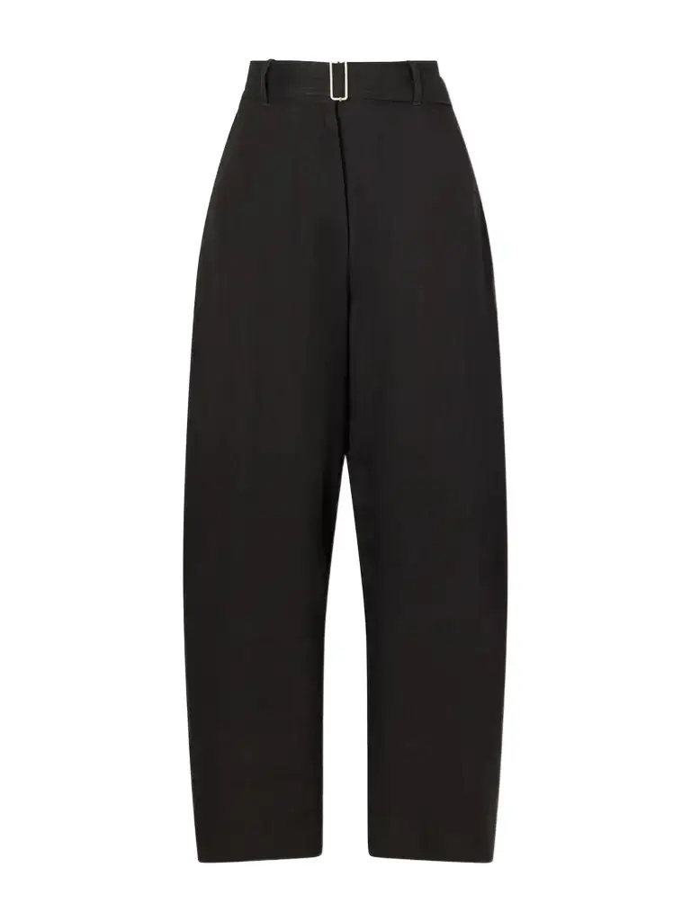 Studio Nicholson Chatto Belted Herringbone Cotton And Linen-blend Wide-leg Pants | Image 1 Studio Nicholson Chatto Belted Herringbone Cotton And Linen-blend Wide-leg Pants | Image 1