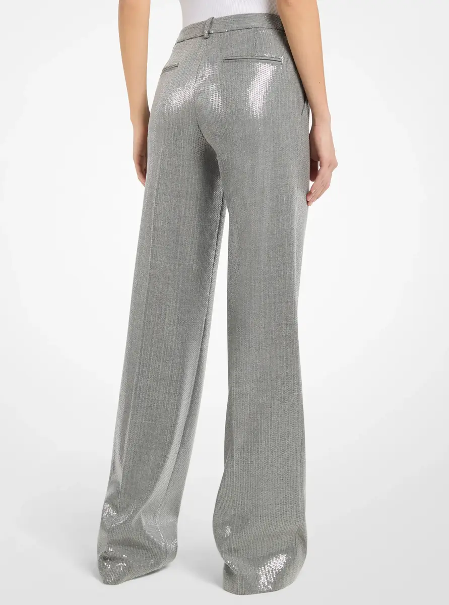 Michael Kors Collection Camilla Sequin Wool Blend Wide-Leg Trousers in Grey | Thumbnail 2 Michael Kors Collection Camilla Sequin Wool Blend Wide-Leg Trousers in Grey | Thumbnail 2