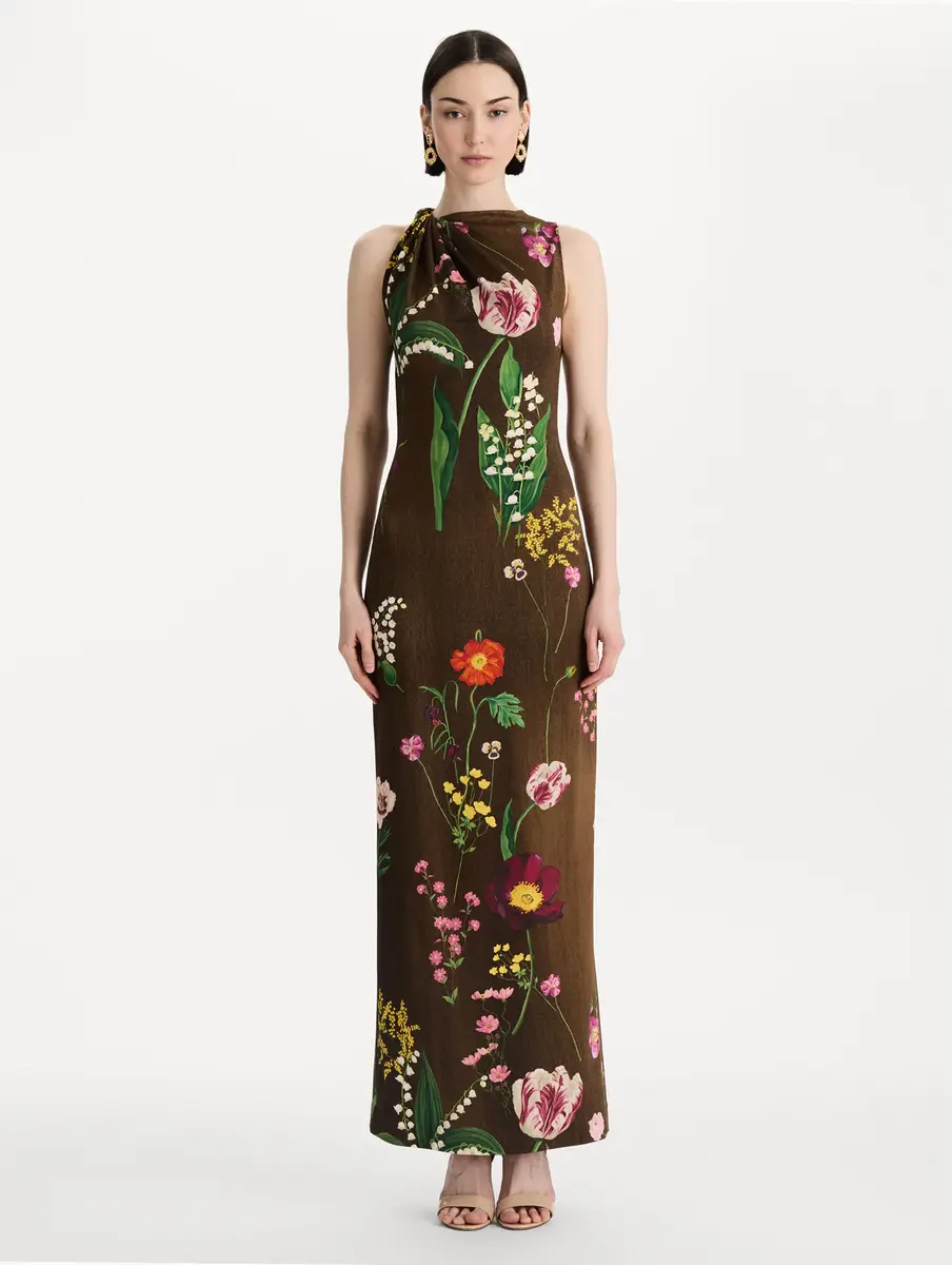 Oscar de la Renta Mixed Botanical Milano Jersey Dress | Thumbnail 2