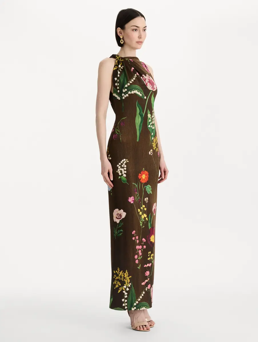 Oscar de la Renta Mixed Botanical Milano Jersey Dress | Thumbnail 3