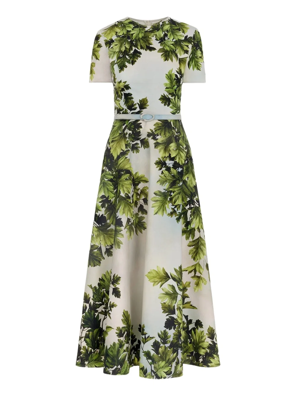 Oscar de la Renta Maple Leaves Cotton Poplin Dress