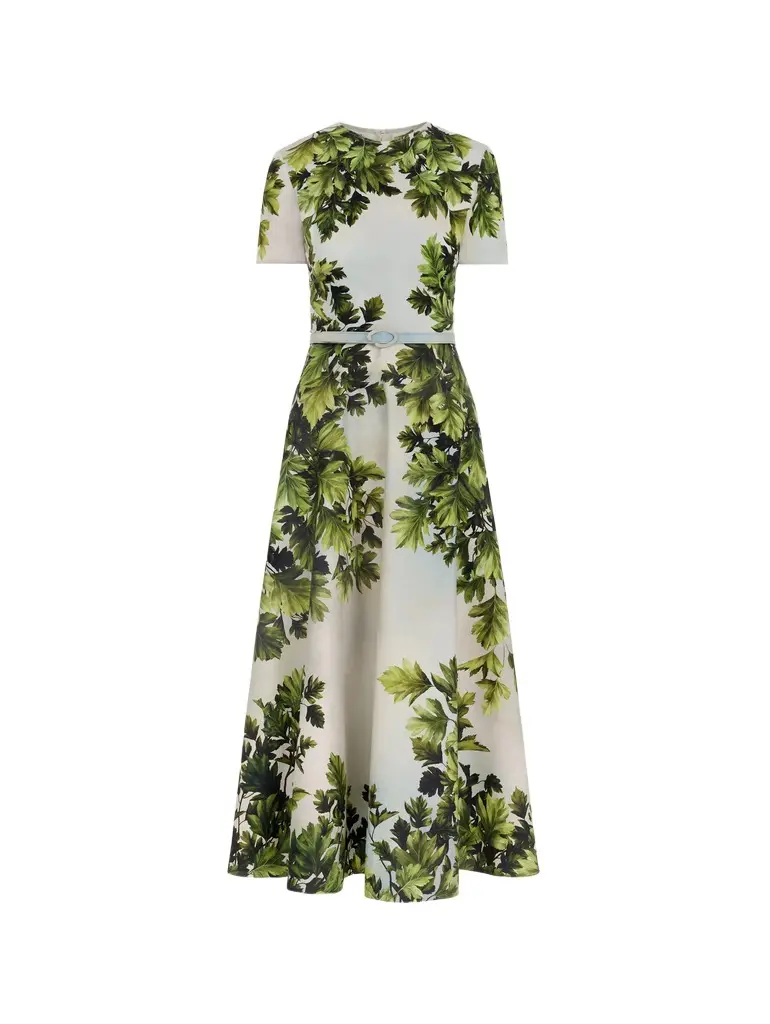 Oscar de la Renta Maple Leaves Cotton Poplin Dress | Image 1 Oscar de la Renta Maple Leaves Cotton Poplin Dress | Image 1