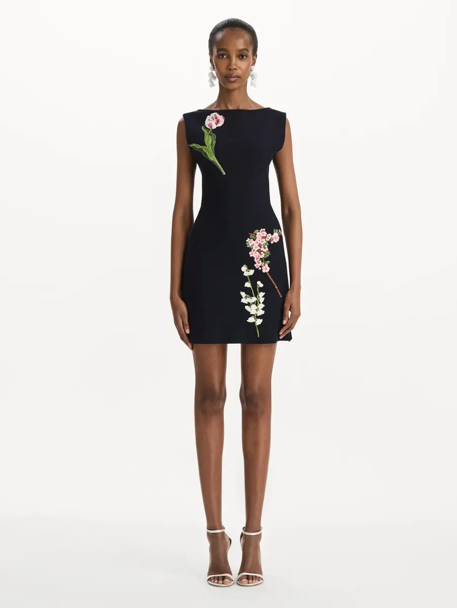 Oscar de la Renta Mixed Botanical Embroidered Dress | Thumbnail 2 Oscar de la Renta Mixed Botanical Embroidered Dress | Thumbnail 2
