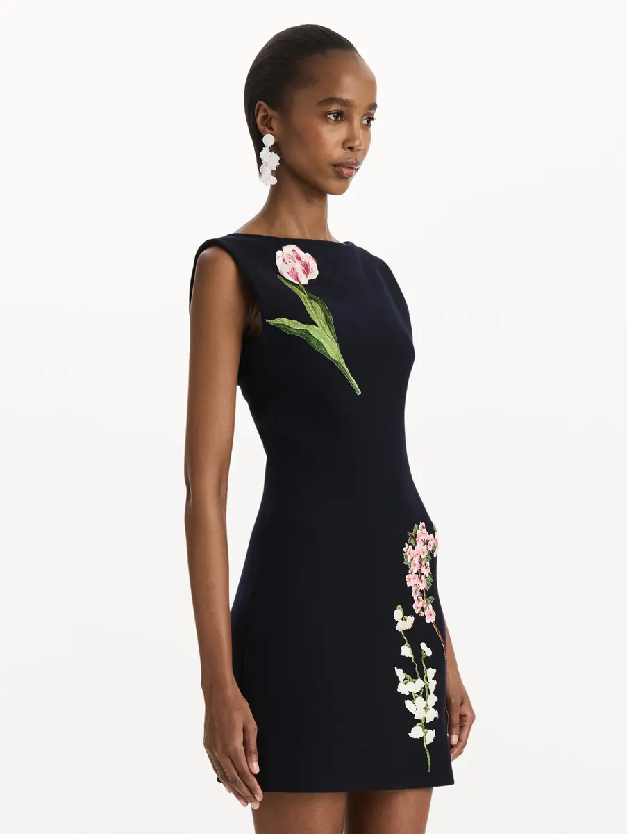 Oscar de la Renta Mixed Botanical Embroidered Dress | Thumbnail 3 Oscar de la Renta Mixed Botanical Embroidered Dress | Thumbnail 3
