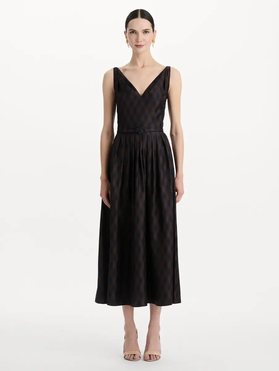 Oscar de la Renta Argyle Silk Twill Dress | Thumbnail 2 Oscar de la Renta Argyle Silk Twill Dress | Thumbnail 2