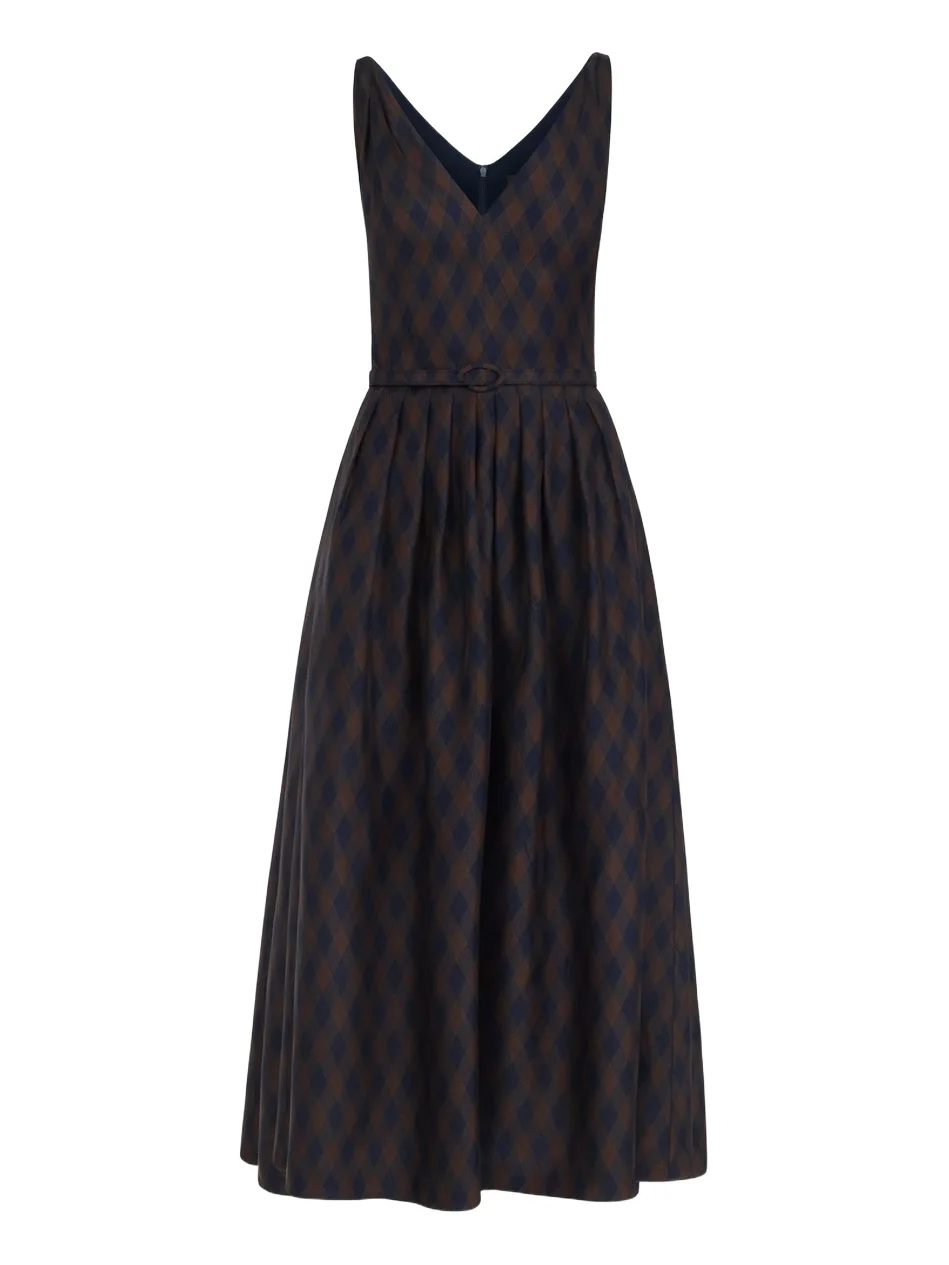 Oscar de la Renta Argyle Silk Twill Dress