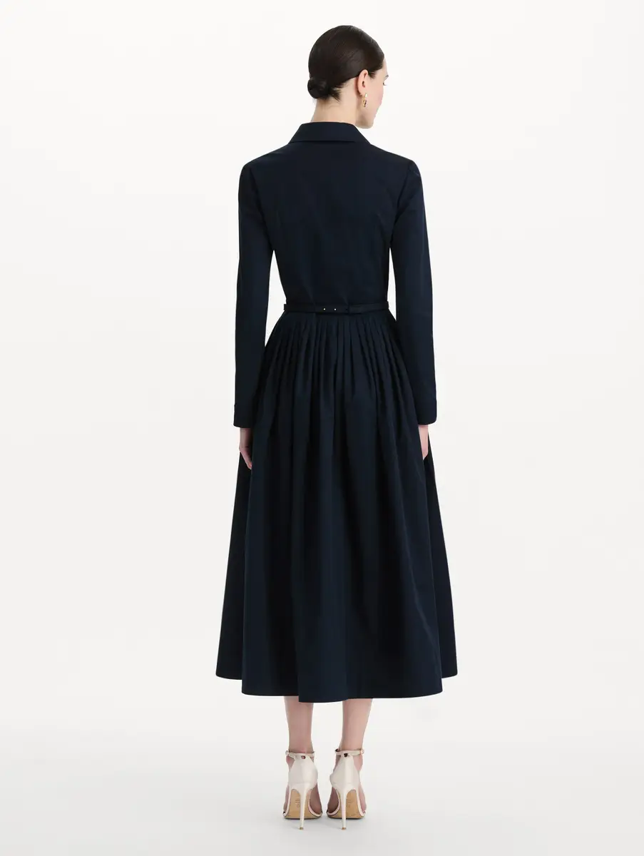 Oscar de la Renta Bow Belt Cotton Stretch Twill Dress | Thumbnail 3 Oscar de la Renta Bow Belt Cotton Stretch Twill Dress | Thumbnail 3