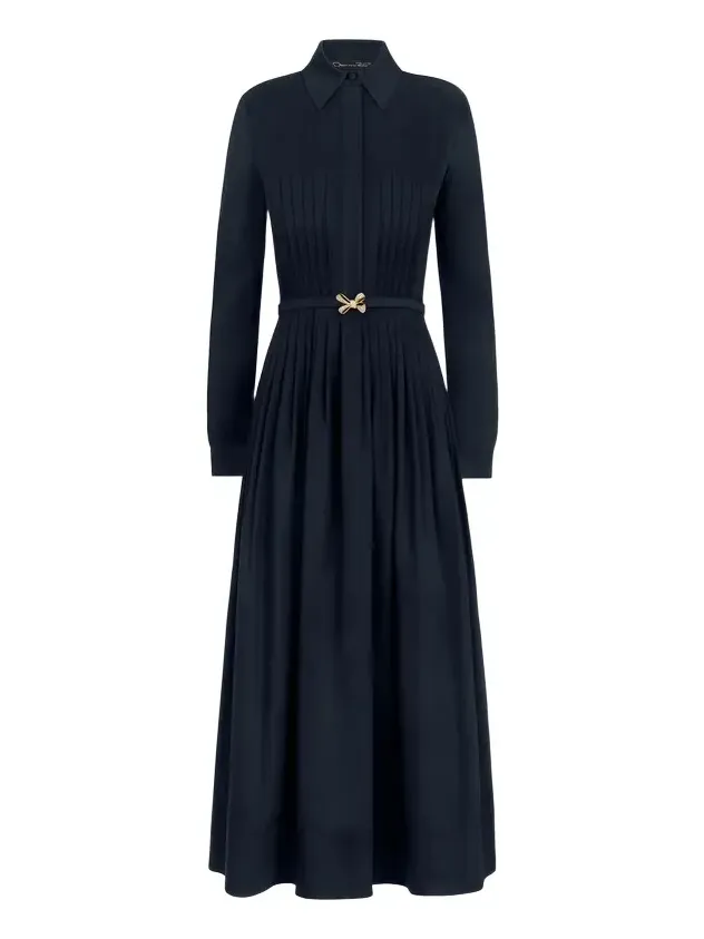 Bow Belt Cotton Stretch Twill Dress Bow Belt Cotton Stretch Twill Dress