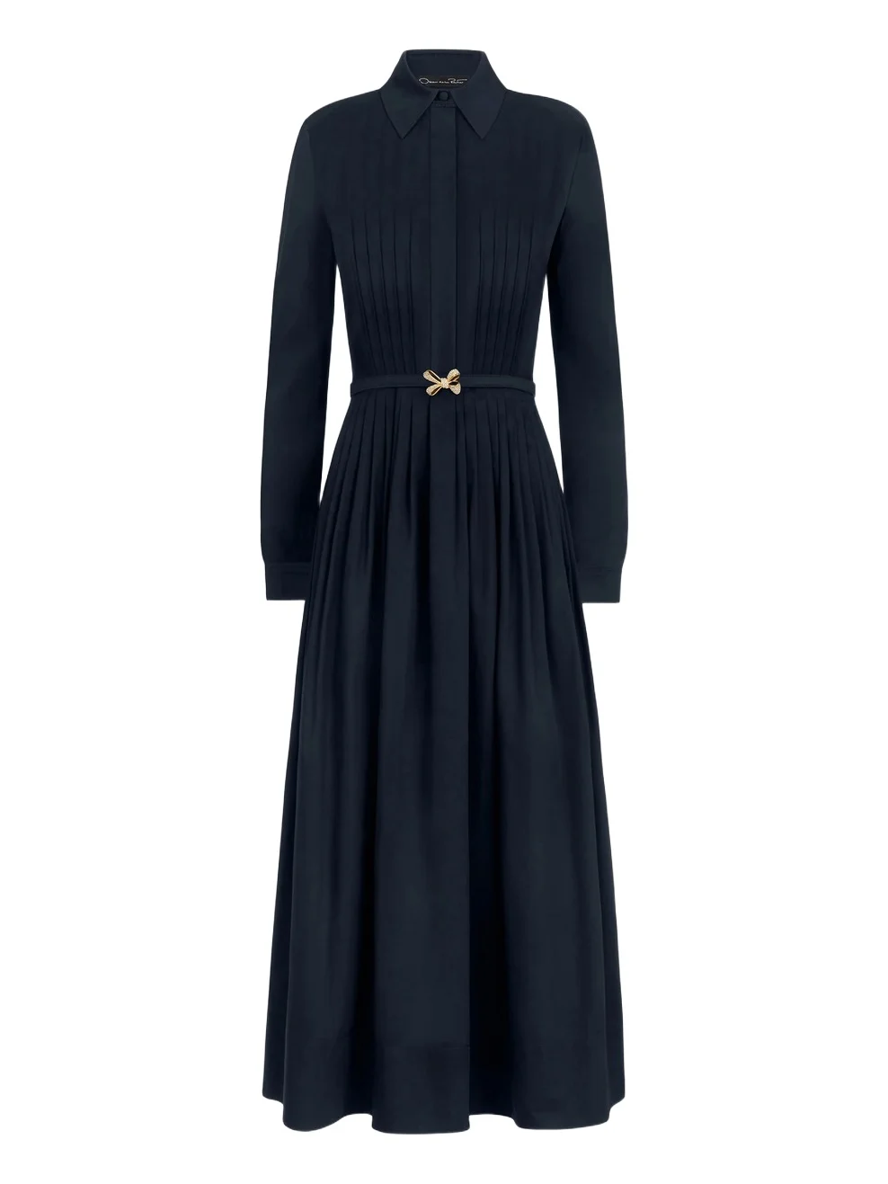Oscar de la Renta Bow Belt Cotton Stretch Twill Dress