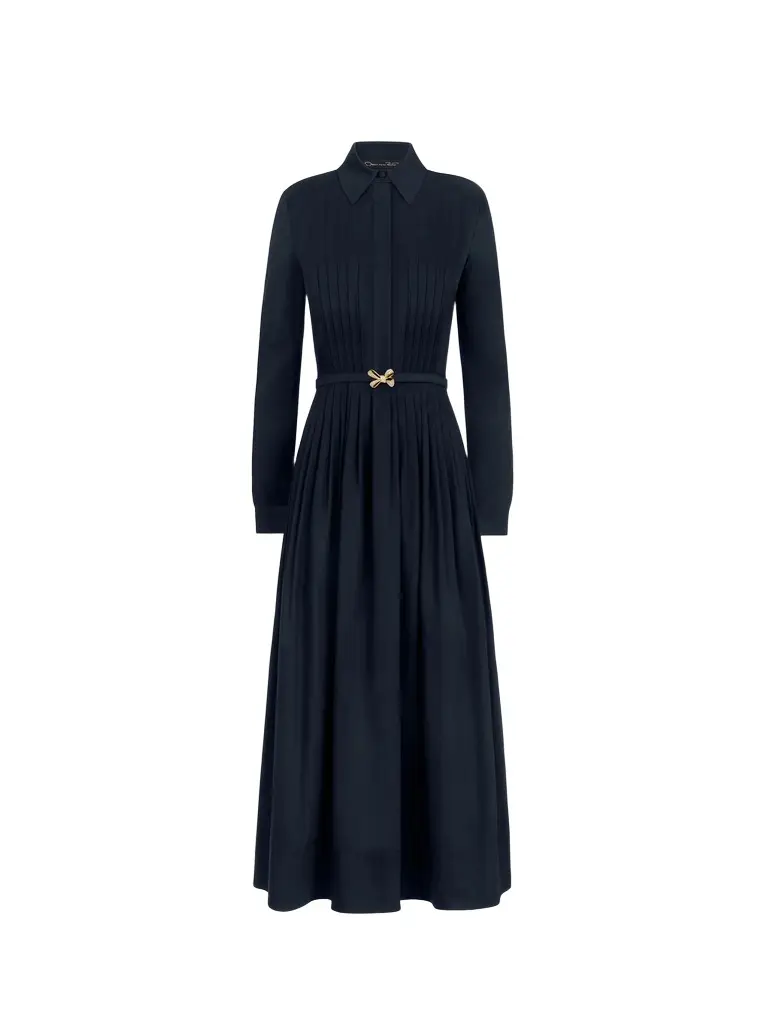 Oscar de la Renta Bow Belt Cotton Stretch Twill Dress | Image 1 Oscar de la Renta Bow Belt Cotton Stretch Twill Dress | Image 1