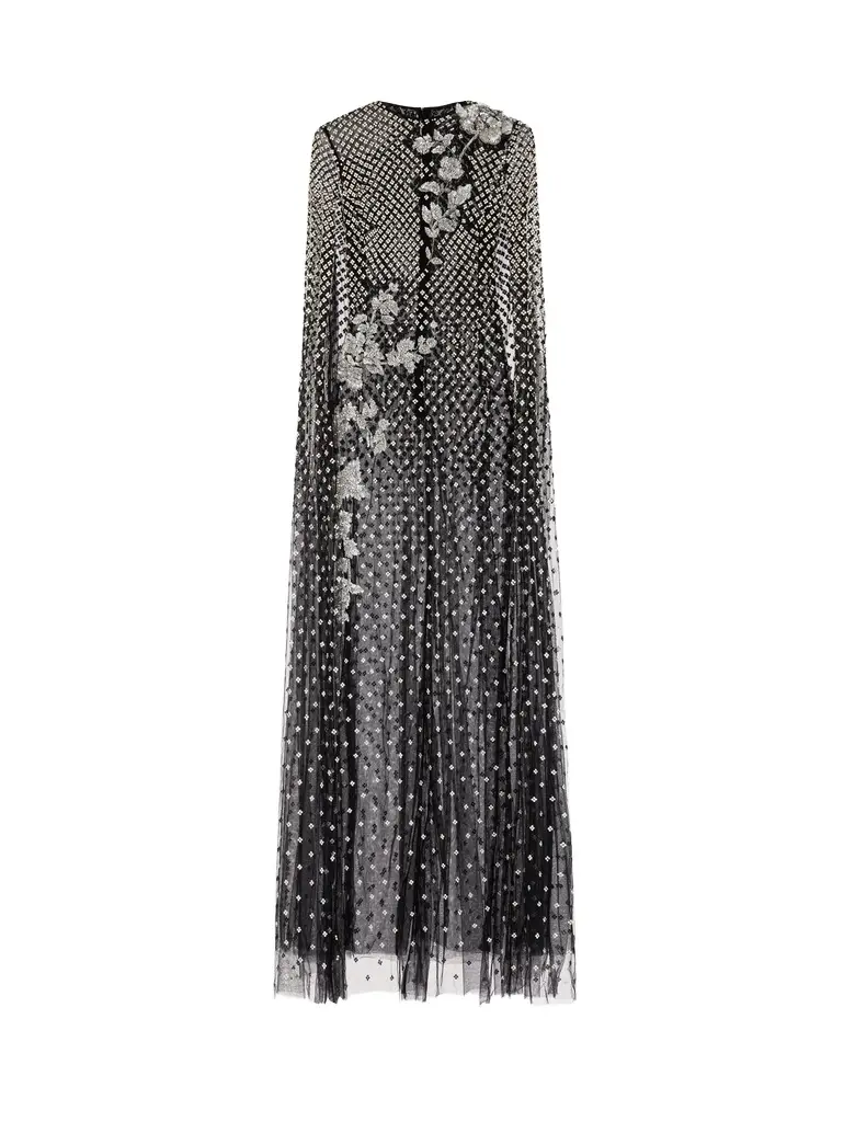 Oscar de la Renta Crystal Grid Floral Embroidered Caftan | Image 1 Oscar de la Renta Crystal Grid Floral Embroidered Caftan | Image 1