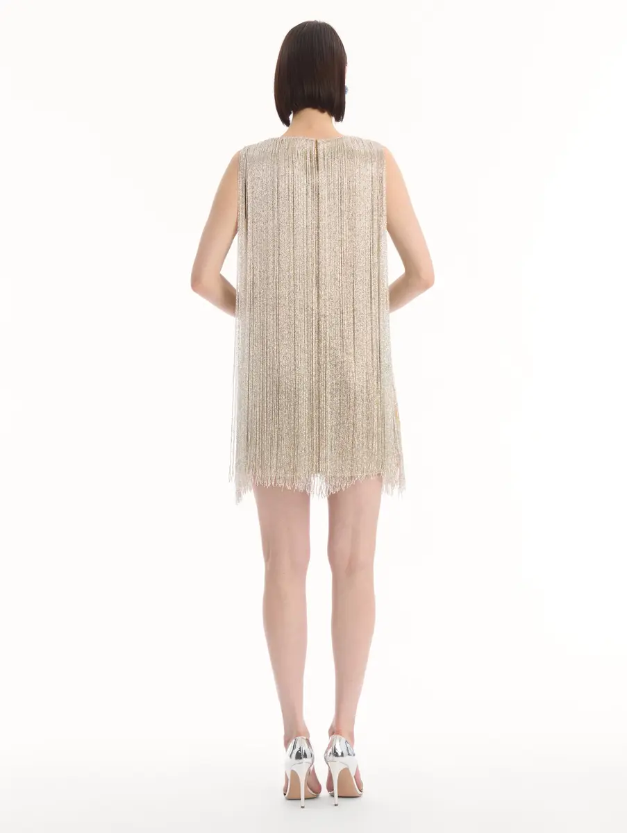 Oscar de la Renta Chiné Hibiscus Beaded Fringe Shift Dress | Thumbnail 3 Oscar de la Renta Chiné Hibiscus Beaded Fringe Shift Dress | Thumbnail 3