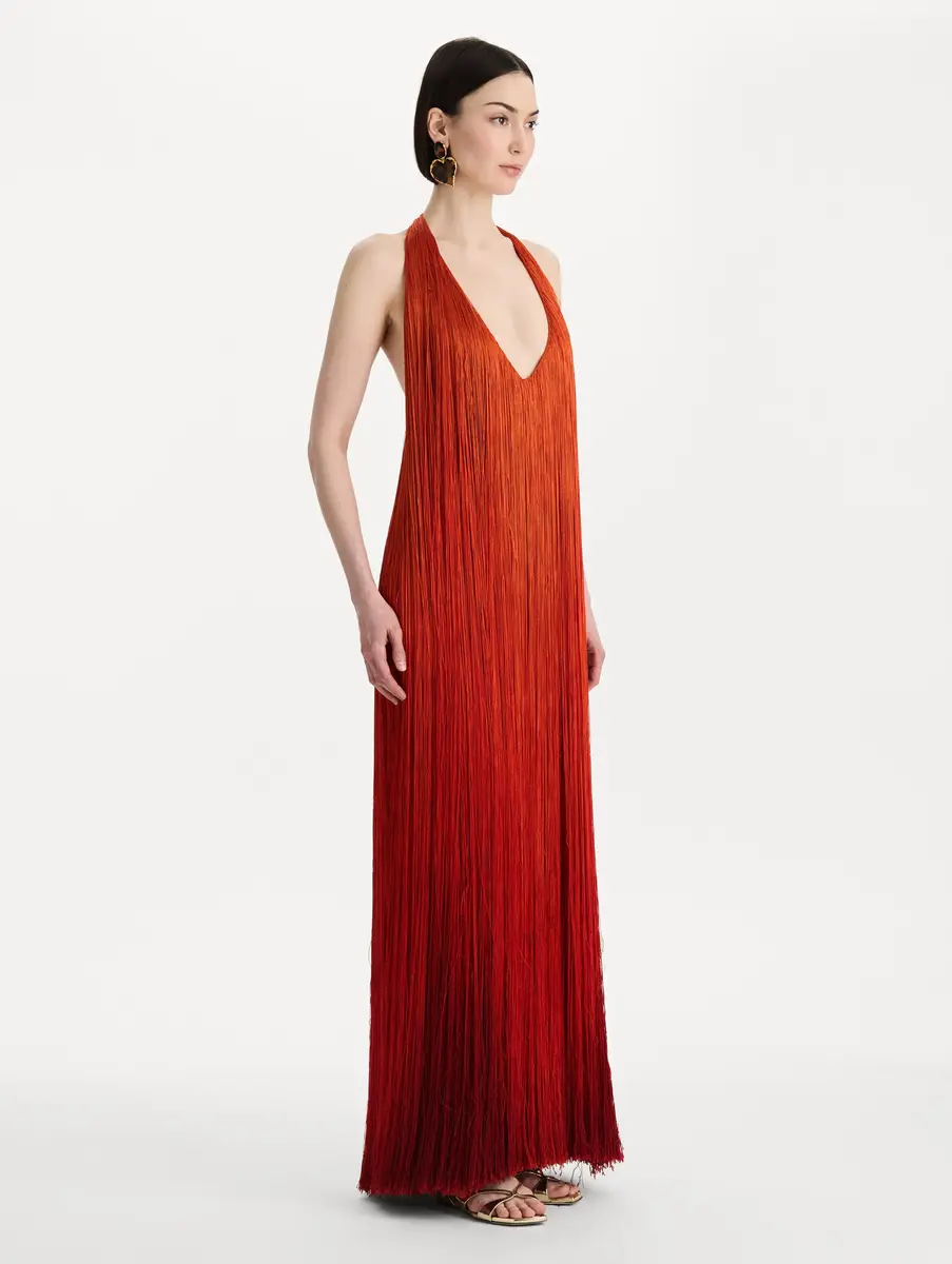 Oscar de la Renta Ombré Fringe Gown | Thumbnail 4