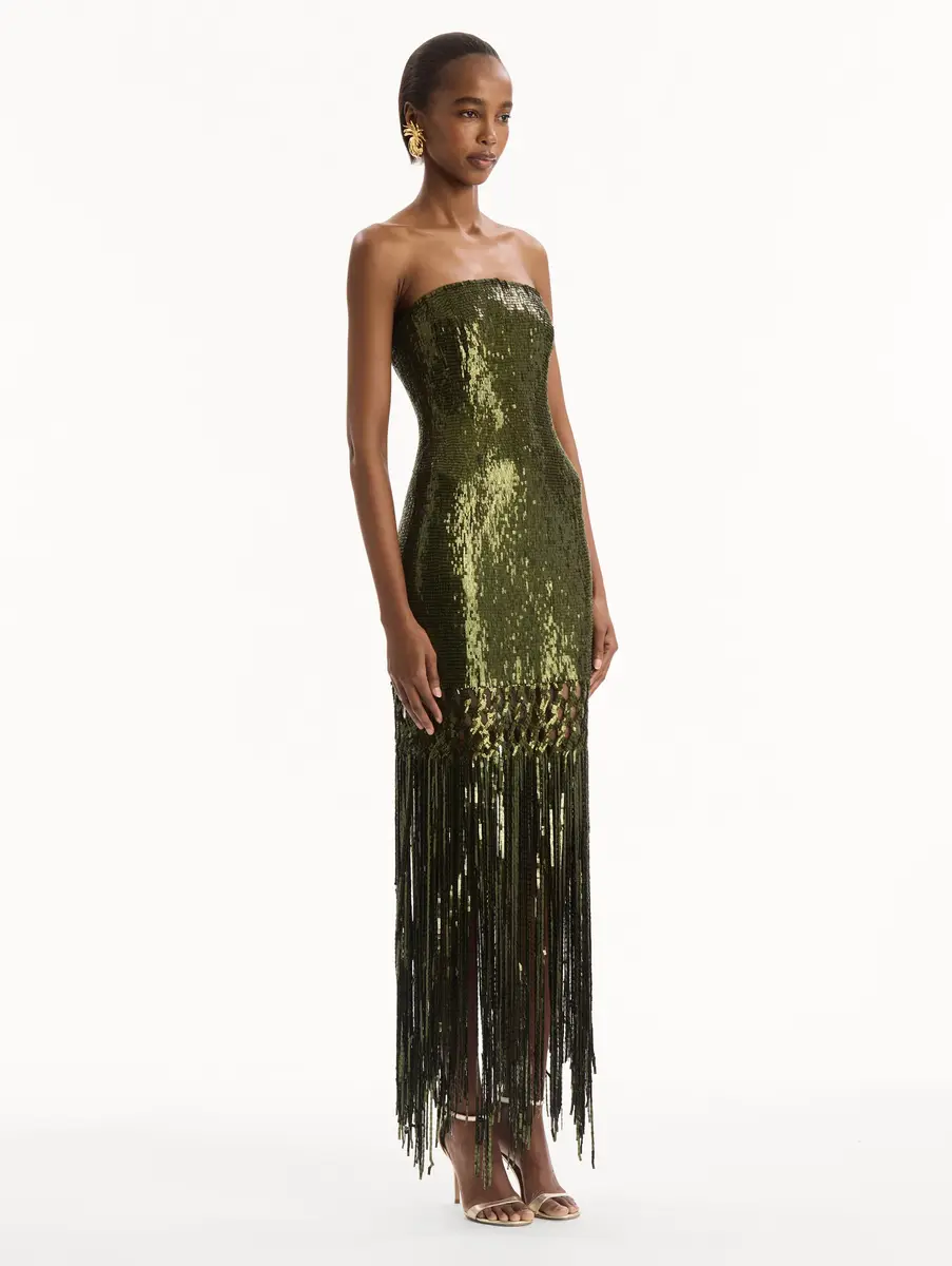 Oscar de la Renta Sequin Fringe Gown | Thumbnail 4