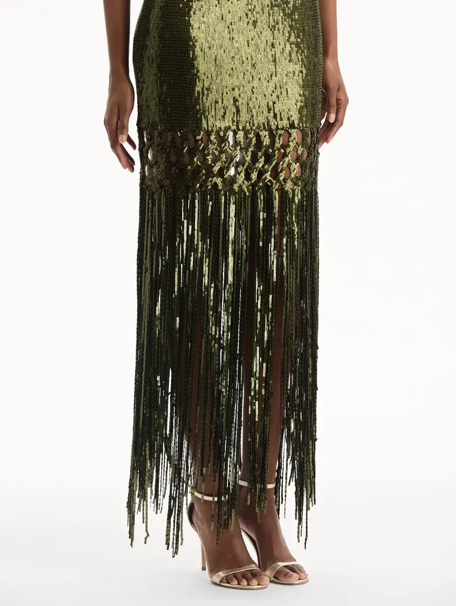 Oscar de la Renta Sequin Fringe Gown | Thumbnail 5