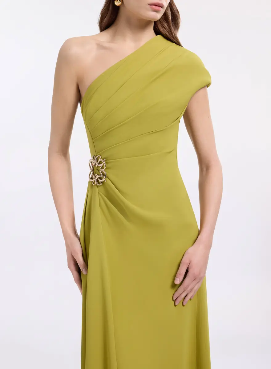 Elie Saab One-Shoulder Cady Midi Dress | Thumbnail 4