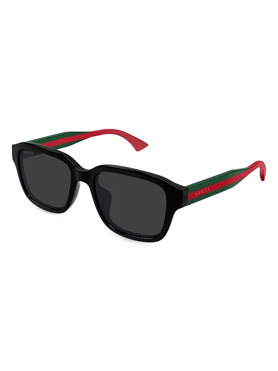 Gucci Men's New Pop Web 55MM Square Sunglasses - Black | Image 1 Gucci Men's New Pop Web 55MM Square Sunglasses - Black | Image 1