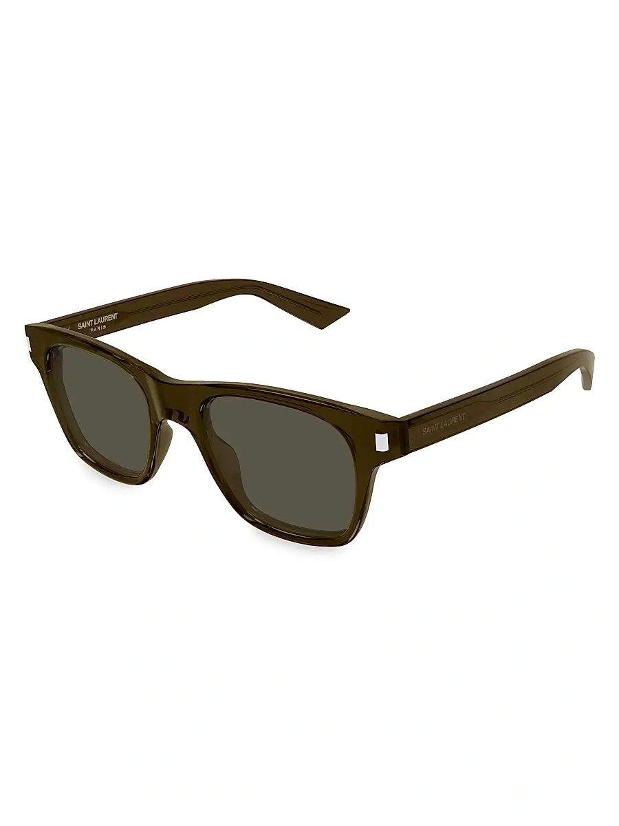 Saint Laurent Women's Vertical Web 55MM Square Sunglasses - Brown | Image 1 Saint Laurent Women's Vertical Web 55MM Square Sunglasses - Brown | Image 1