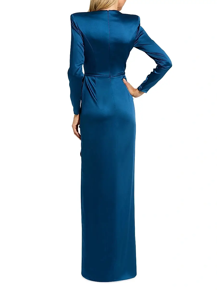 Mac Duggal Women's Ieena 1 Bow-Detailed Satin Column Gown | Thumbnail 2