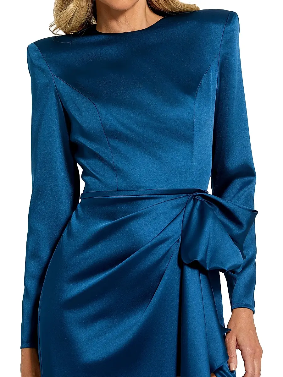 Mac Duggal Women's Ieena 1 Bow-Detailed Satin Column Gown | Thumbnail 3