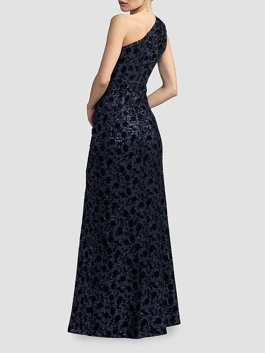 Mac Duggal Women's Floral Sequin One-Shoulder Column Gown | Thumbnail 2 Mac Duggal Women's Floral Sequin One-Shoulder Column Gown | Thumbnail 2