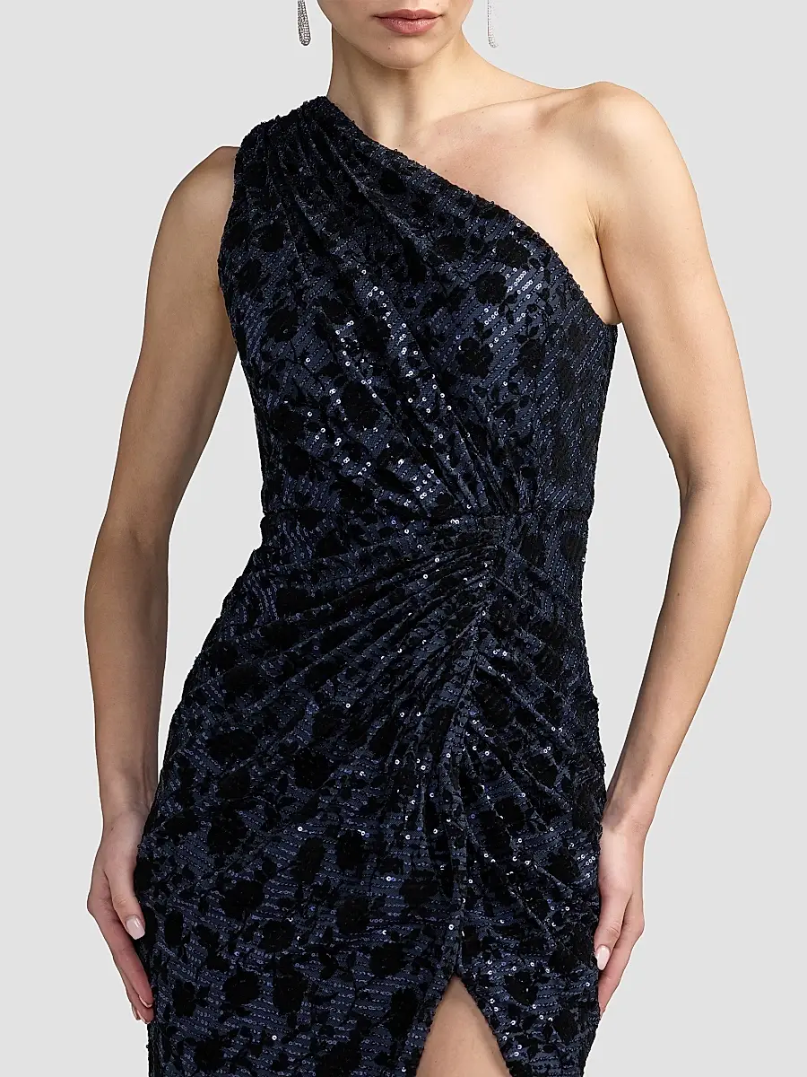Mac Duggal Women's Floral Sequin One-Shoulder Column Gown | Thumbnail 3 Mac Duggal Women's Floral Sequin One-Shoulder Column Gown | Thumbnail 3