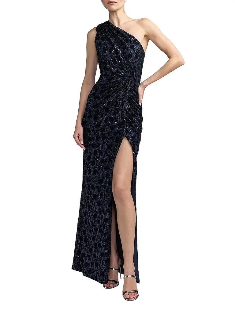 Mac Duggal Women's Floral Sequin One-Shoulder Column Gown