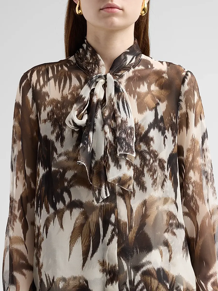 Oscar de la Renta Women's Palm Leaves Silk Chiffon Blouse | Thumbnail 5 Oscar de la Renta Women's Palm Leaves Silk Chiffon Blouse | Thumbnail 5