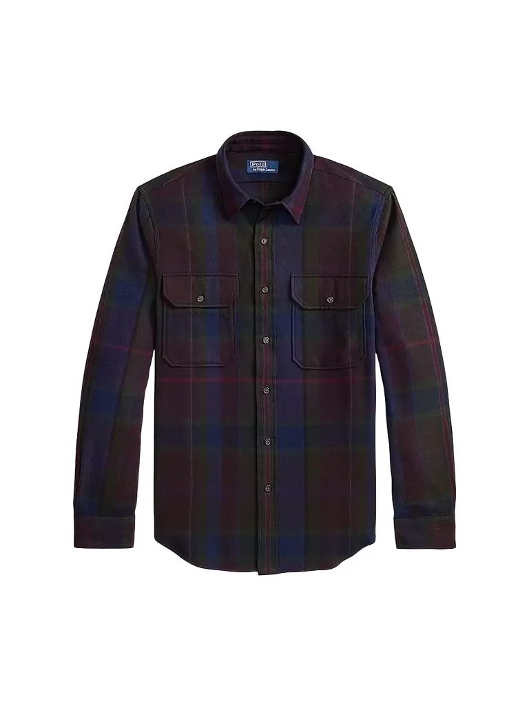 Polo Ralph Lauren Men's Classic-Fit Plaid Twill Workshirt - Wine Royal Multi - Size XXL | Image 1 Polo Ralph Lauren Men's Classic-Fit Plaid Twill Workshirt - Wine Royal Multi - Size XXL | Image 1
