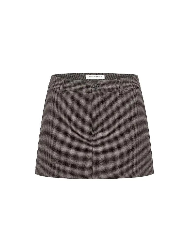Good American Women's The Trouser Mini Skirt - Charcoal Mini Houndstooth | Image 1 Good American Women's The Trouser Mini Skirt - Charcoal Mini Houndstooth | Image 1