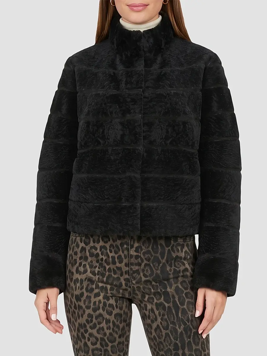 Gorski Women's Reversible Textured Shearling Lamb Jacket | Thumbnail 3 Gorski Women's Reversible Textured Shearling Lamb Jacket | Thumbnail 3