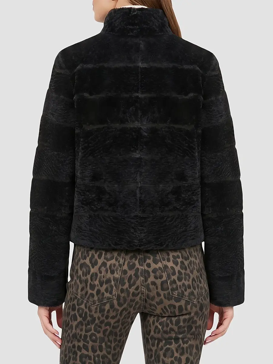 Gorski Women's Reversible Textured Shearling Lamb Jacket | Thumbnail 5 Gorski Women's Reversible Textured Shearling Lamb Jacket | Thumbnail 5