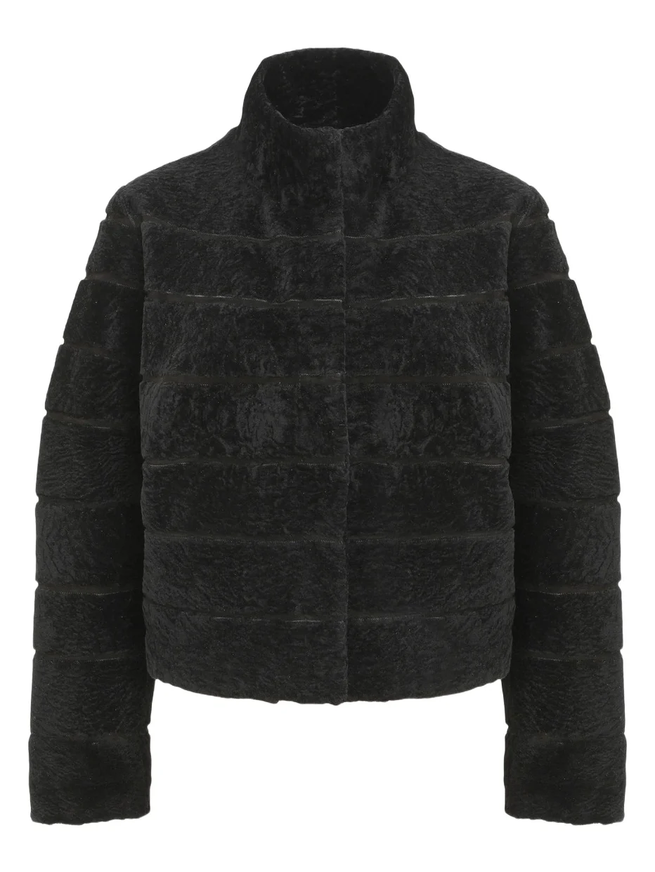 Women's Reversible Textured Shearling Lamb Jacket Women's Reversible Textured Shearling Lamb Jacket