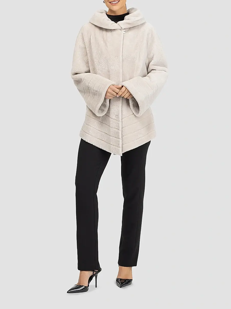 Gorski Women's Reversible Textured Shearling Lamb Jacket | Thumbnail 2 Gorski Women's Reversible Textured Shearling Lamb Jacket | Thumbnail 2