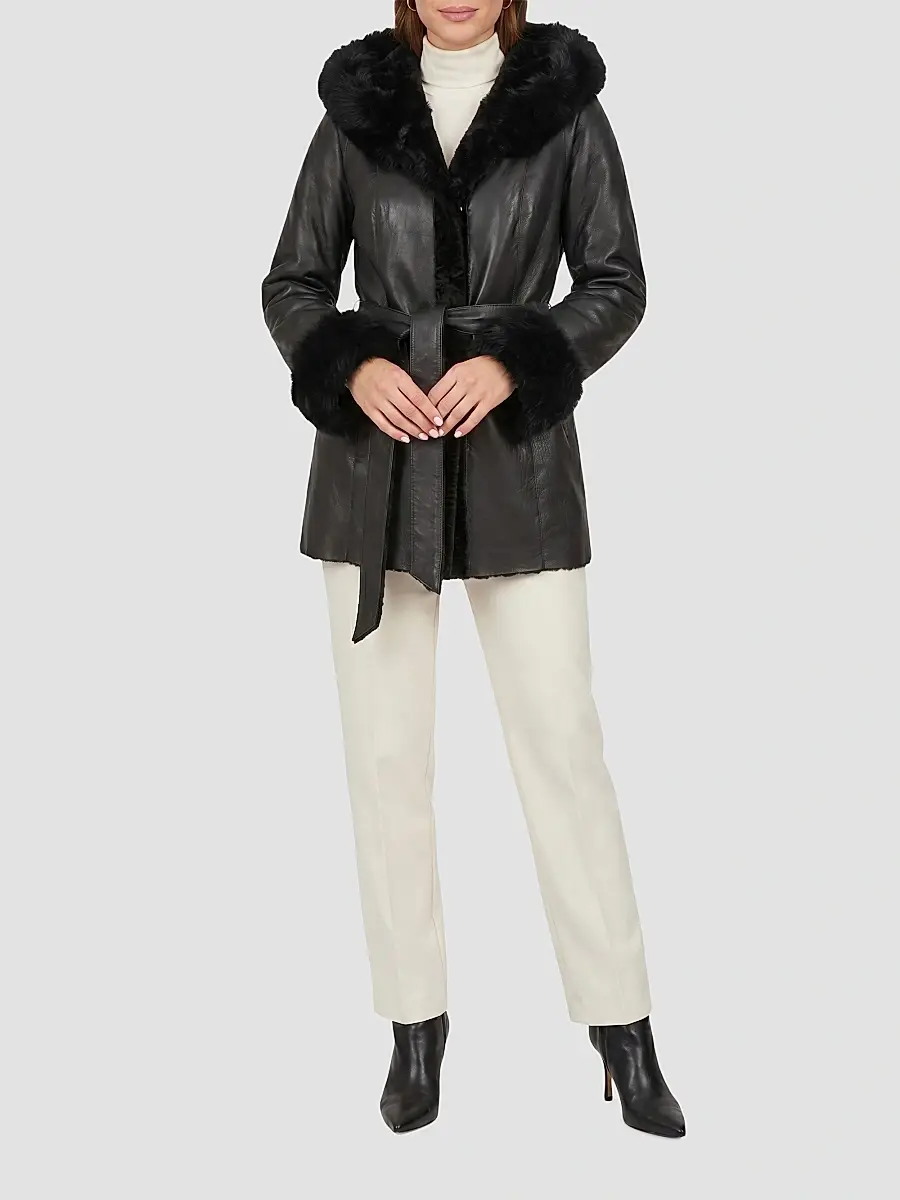 Gorski Women's Textured Lamb Reversible Parka Jacket | Thumbnail 2