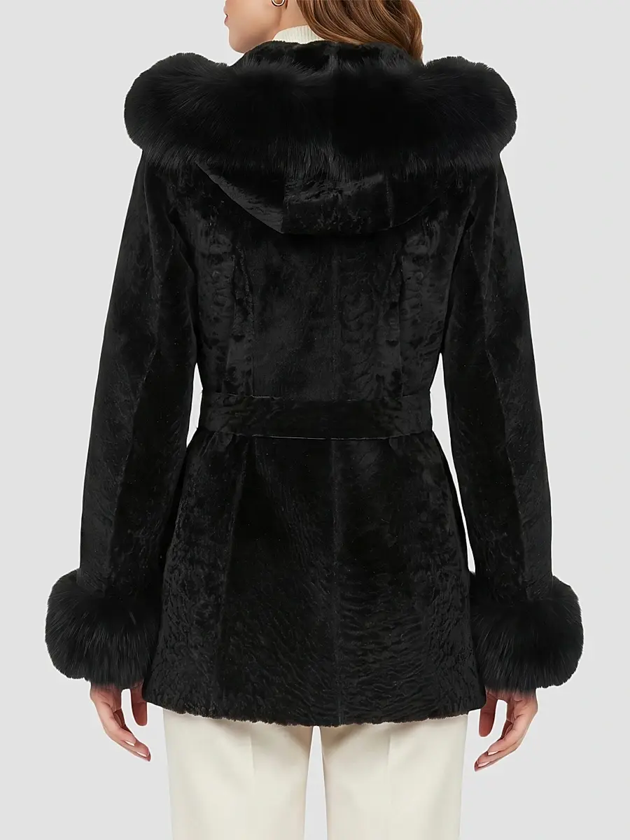 Gorski Women's Textured Lamb Reversible Parka Jacket | Thumbnail 5