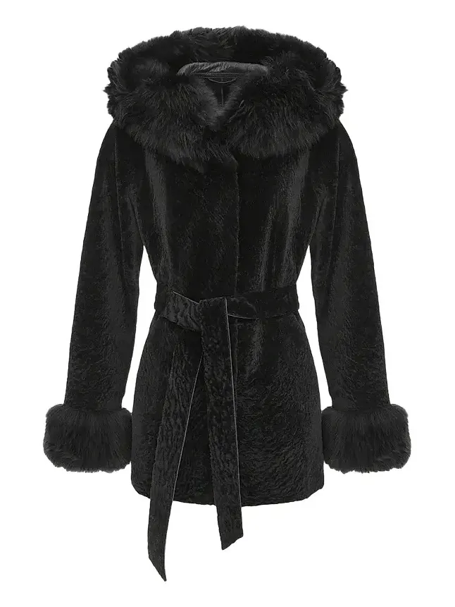 Gorski Women's Textured Lamb Reversible Parka Jacket
