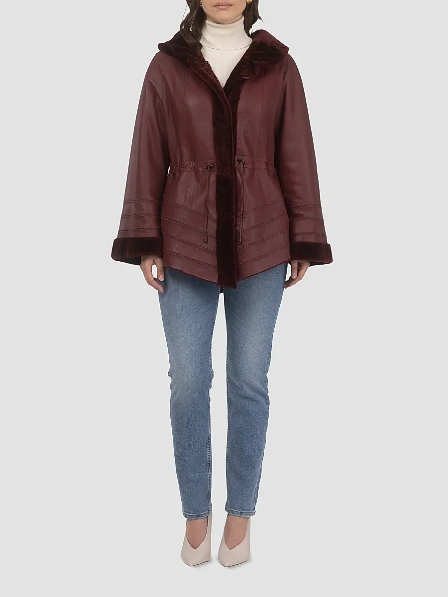 Gorski Women's Reversible Textured Shearling Lamb Jacket | Thumbnail 2 Gorski Women's Reversible Textured Shearling Lamb Jacket | Thumbnail 2