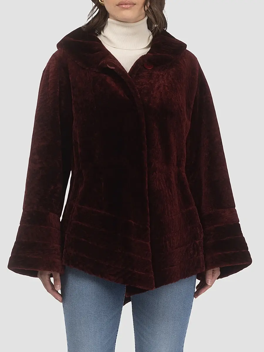Gorski Women's Reversible Textured Shearling Lamb Jacket | Thumbnail 3 Gorski Women's Reversible Textured Shearling Lamb Jacket | Thumbnail 3