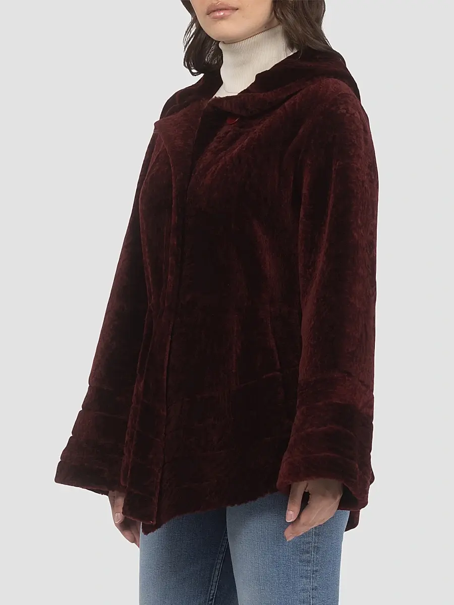 Gorski Women's Reversible Textured Shearling Lamb Jacket | Thumbnail 4 Gorski Women's Reversible Textured Shearling Lamb Jacket | Thumbnail 4