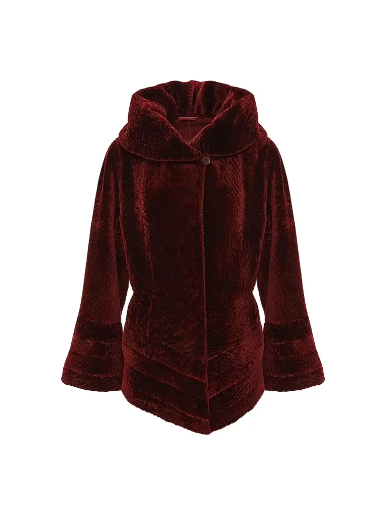 Gorski Women's Reversible Textured Shearling Lamb Jacket - Wine | Image 1 Gorski Women's Reversible Textured Shearling Lamb Jacket - Wine | Image 1
