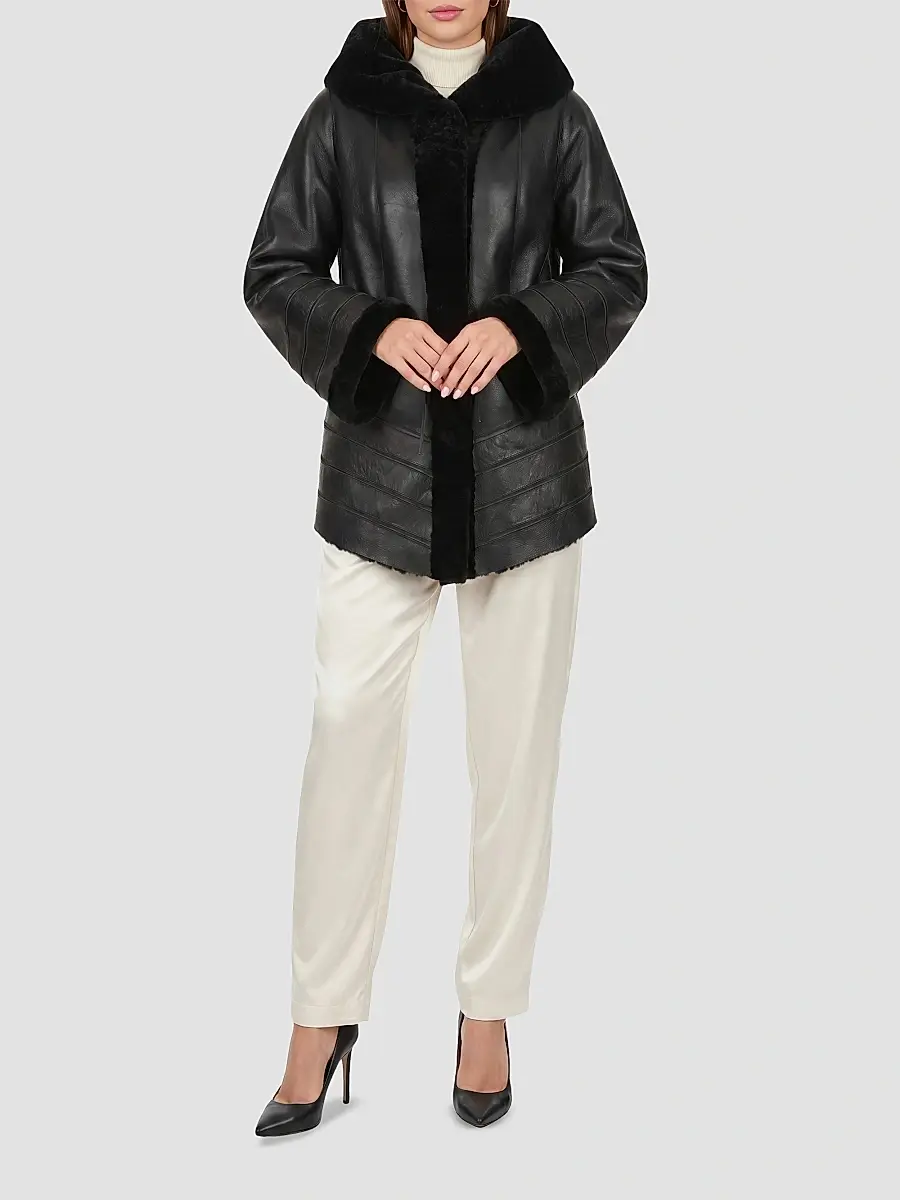 Gorski Women's Reversible Textured Shearling Lamb Jacket | Thumbnail 2 Gorski Women's Reversible Textured Shearling Lamb Jacket | Thumbnail 2