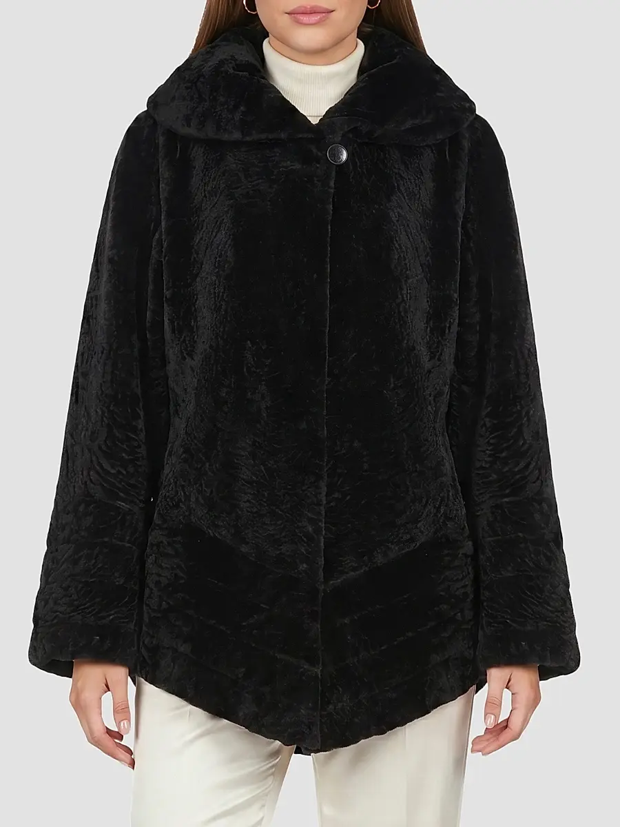 Gorski Women's Reversible Textured Shearling Lamb Jacket | Thumbnail 3 Gorski Women's Reversible Textured Shearling Lamb Jacket | Thumbnail 3