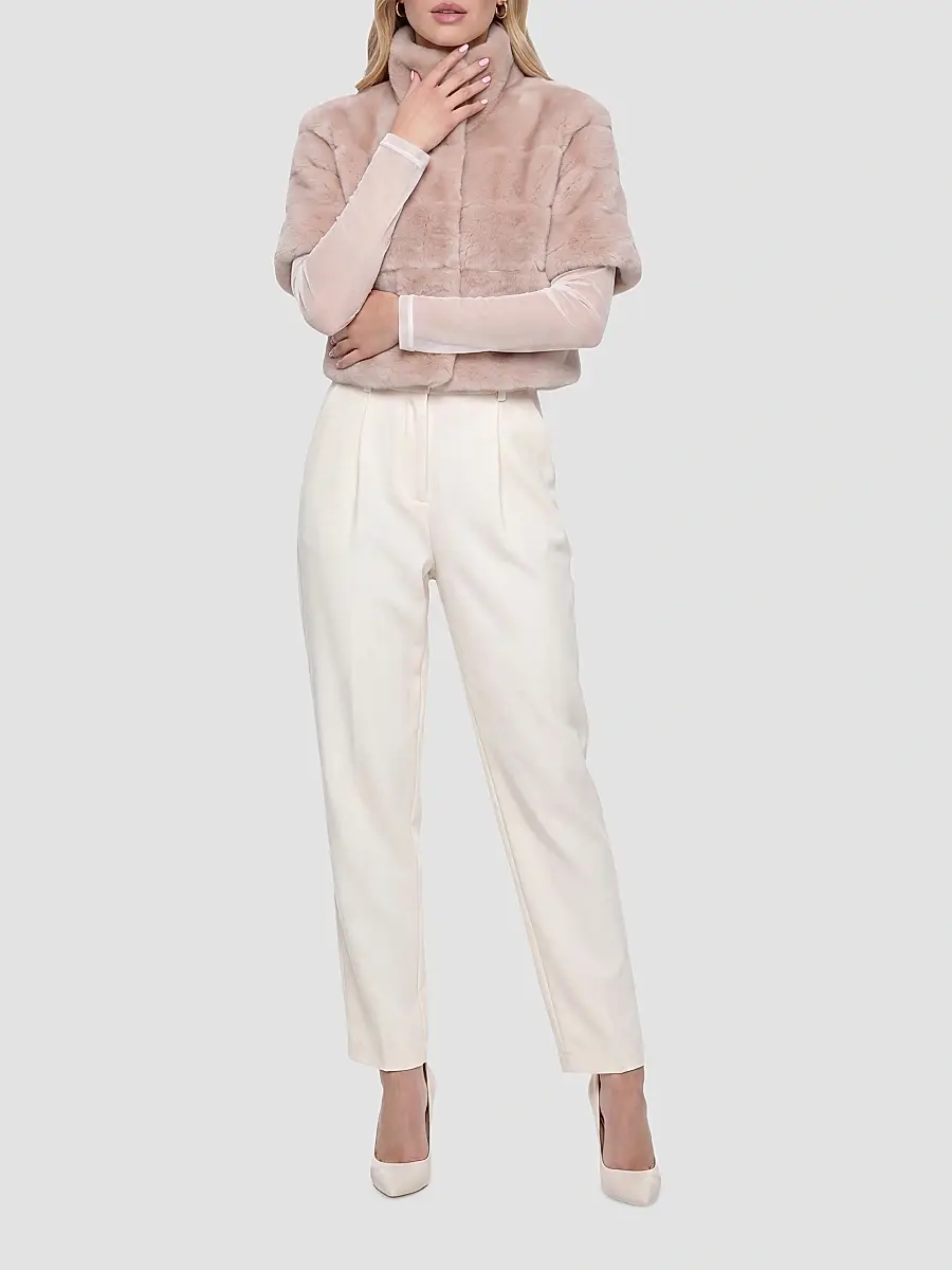 Gorski Women's Reversible Lamb Bolero with Cropped Sleeves - Blush | Thumbnail 2