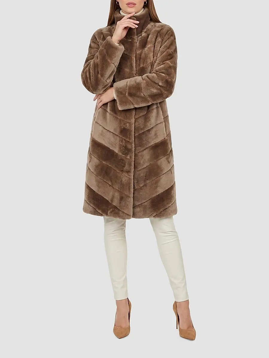 Gorski Women's Reversible Merino Shearling Lamb Chevron Short Coat | Thumbnail 2 Gorski Women's Reversible Merino Shearling Lamb Chevron Short Coat | Thumbnail 2