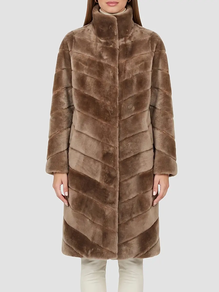 Gorski Women's Reversible Merino Shearling Lamb Chevron Short Coat | Thumbnail 3 Gorski Women's Reversible Merino Shearling Lamb Chevron Short Coat | Thumbnail 3