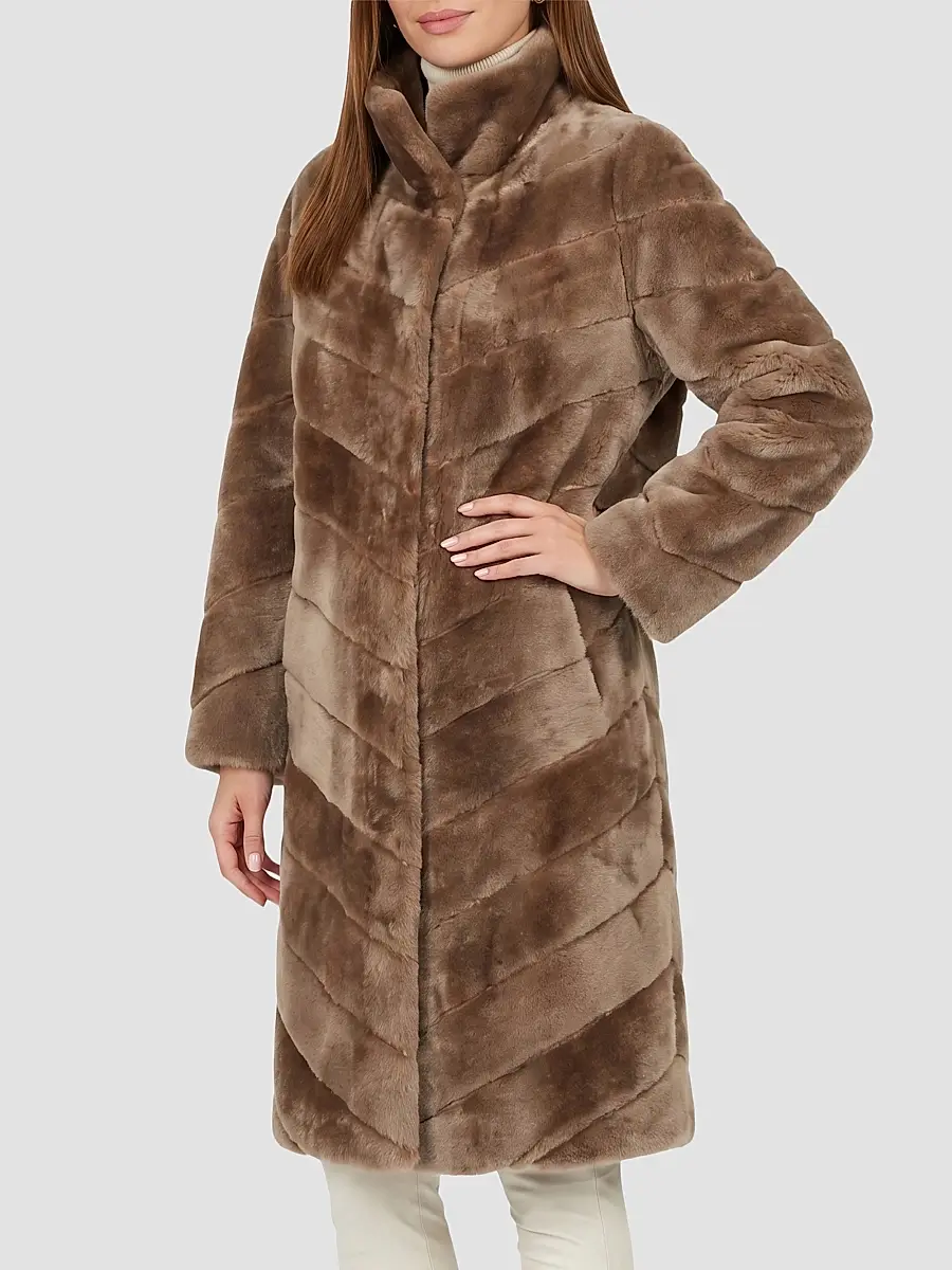 Gorski Women's Reversible Merino Shearling Lamb Chevron Short Coat | Thumbnail 4 Gorski Women's Reversible Merino Shearling Lamb Chevron Short Coat | Thumbnail 4