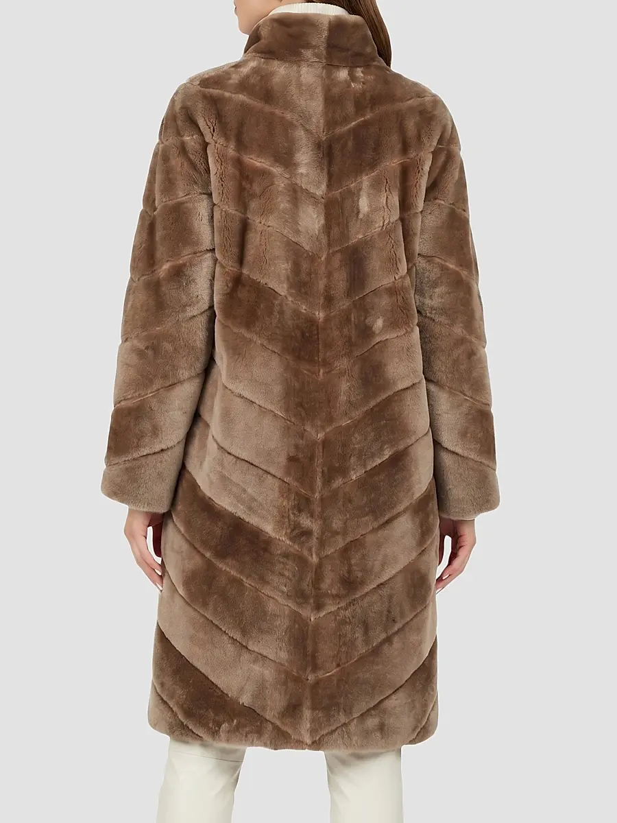 Gorski Women's Reversible Merino Shearling Lamb Chevron Short Coat | Thumbnail 5 Gorski Women's Reversible Merino Shearling Lamb Chevron Short Coat | Thumbnail 5